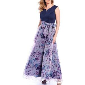 Ignite Evenings Notched Off-the-Shoulder Floral Organza Ball Gown - Sz 18 - NWT